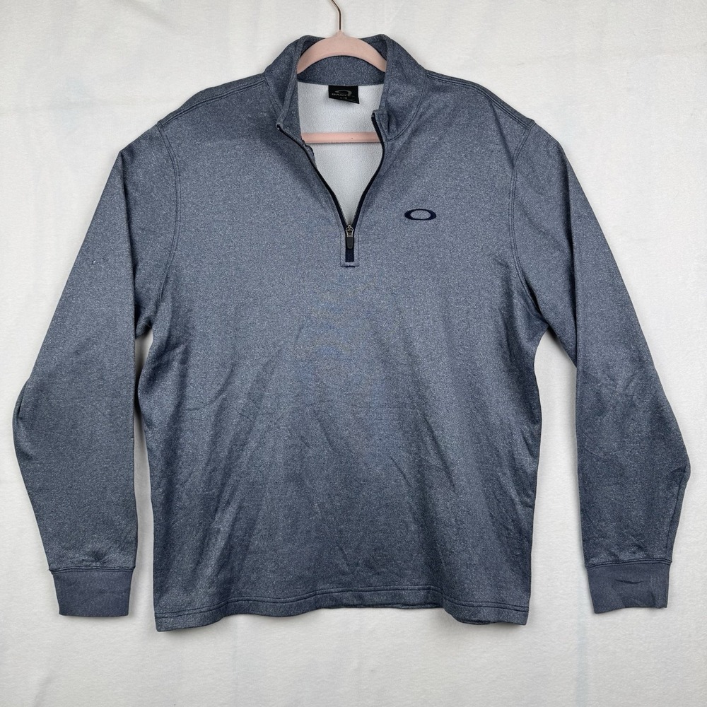 Oakley Sweater Mens L Blue Long Sleeve Pullover 1/4‎ Zip Embroidered